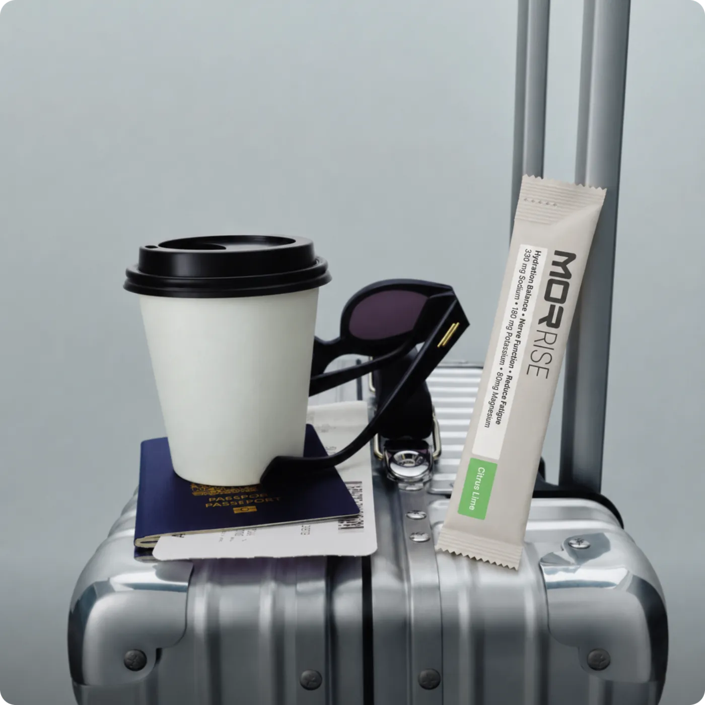 Travel scene with Mor Rise sachet